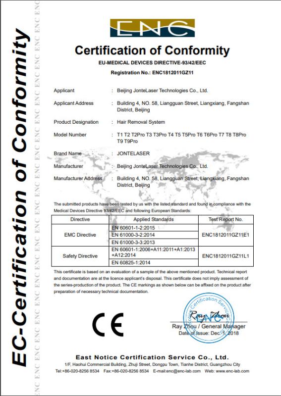 CE - Beijing Jontelaser Technology Co., Ltd.