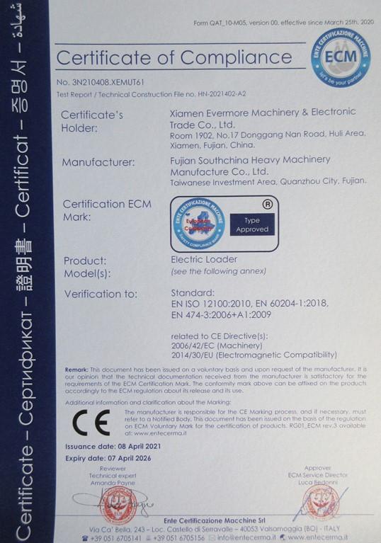 CE - Fujian Southchina Heavy Machinery Manufacture Co., Ltd.