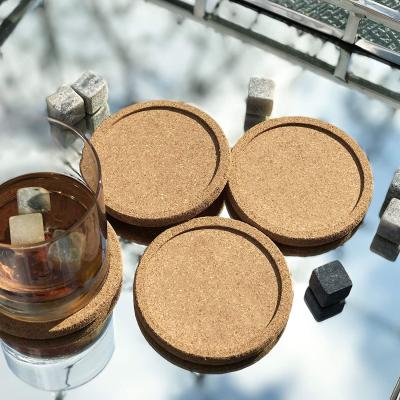 China 100% Sustainable Household Eco-Friendly Lip Cork Pads Coasters Beer Coasters for Drinks with Fluted Round Edge for Saucers Bar Glass Cup for sale