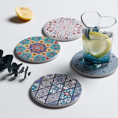 China Minimalist Heat Resistant Round Mug Coaster Tea Coaster Insulation Ceramic Coasters Sets for sale