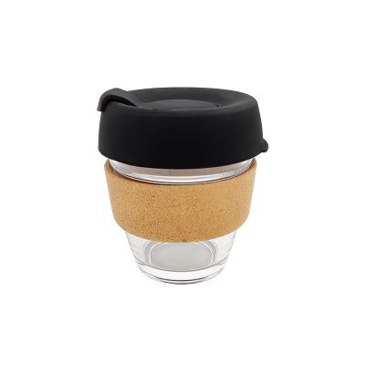 China Custom Logo 350ml 450ml Reusable Eco Friendly Cute Eco Friendly Mug With Lid Silicone Sleeve Or Cork Reusable Glass Coffee Cup for sale