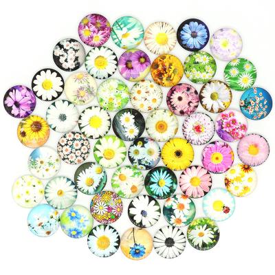 China Live Butterfly Round Photo Glass Cabochon Demo Flat Back Making Findings JBMC04 Beauty Flower Sunflower Daisy Tree for sale