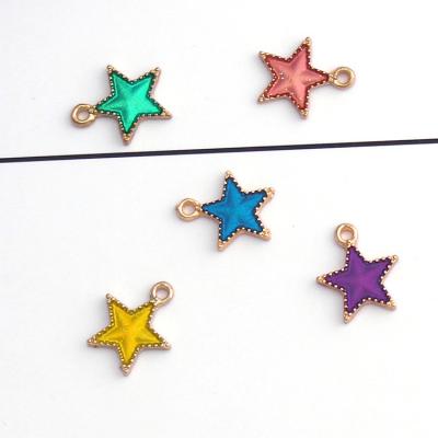 China 2022 Cute Diy Metal Enamel Charms Fashion Star Earrings Dangle Charms For Jewelry Making for sale