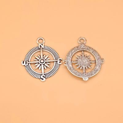 China 100PCs 30x25mm FASHIONABLE Necklace Antiqure Bronze Charm Sterling Silver Flat Compass Charms Assessories For Jewelry Making for sale