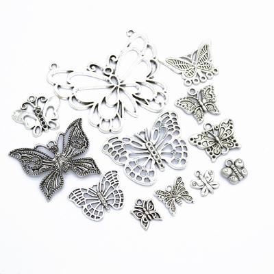 China Beautiful FASHIONABLE Butterfly Charms Tibetan Bronze Silver Color Pendants Antique Jewelry Making DIY Handmade Craft Pendant for sale