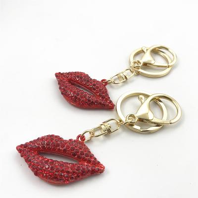 China Metal Fashion Sexy Red Lips Key Chain For Women Mens Bag Keys Ring Pendant Car Jewelry for sale