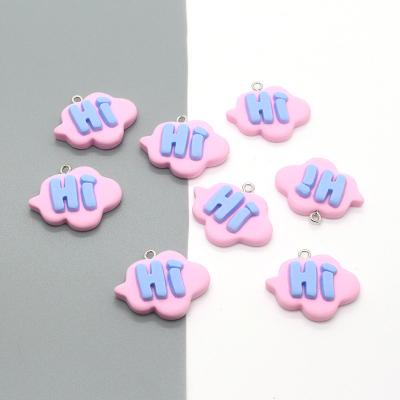 China Kawaii TRENDY Resin Flatback Pink Cloud Charms DIY Letter Keychains Necklace Pendants Hi Cute Jewelry Charm Accessories Make for sale