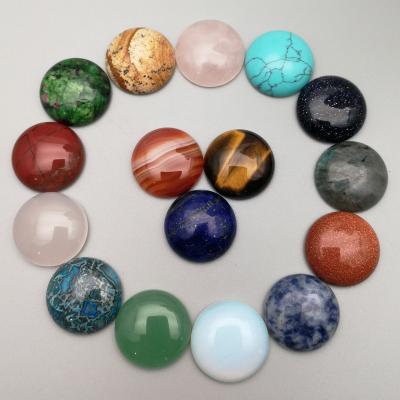 China Other CAB Gemstone Natural Stone Beads 20mm Round Cabochon Flat Back For DIY Jewelry Making Necklace for sale