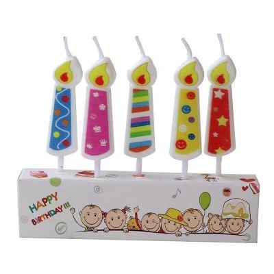 China Birthdays flame candle cake decorated with cartoon birthday candles for sale