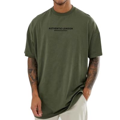 China Nice Quality Anti Shrink RTS Shirts Split Oversized Dry Edge T Shirt Drop Shoulder Army Green Quickly Plus Size Tees for sale