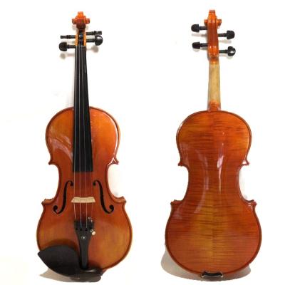 China Flame Flawless Professional Golden Yellow Natural Maple Handmade Violin for sale