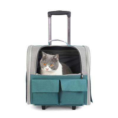 China Kelvin Pet Trolley Luggage Cat Bag Dog Backpack Large Capacity Outdoor Portable Breathable Backpack Foldable for sale