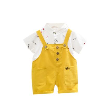 China Breathable Children's Suit Boys Summer Casual Children's Two-piece Bib Pants Suit Foreign Trade Infant Short-sleeved Wholesale for sale