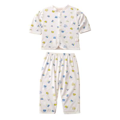 China 2023 breathable spring and new summer cartoon male and female newborn suit four seasons single-sided cotton button baby clothing for sale