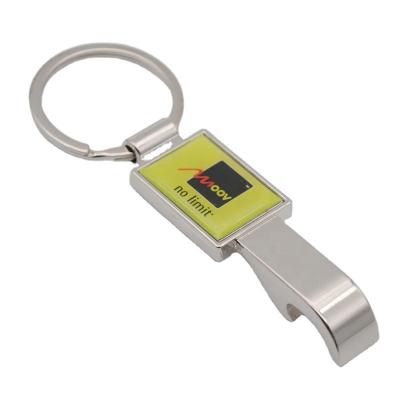 China Manufacturer Domed Epoxy Logo Custom Metal Beer Bottle Opener Viable Main Chain Key Ring for sale