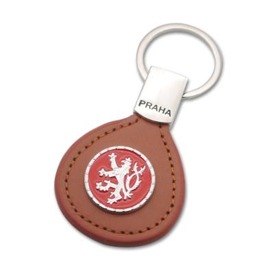 China Souvenir Tourist Gift Key Ring PU Metal Praha Key Chain Metal Prague Souvenir Key Chain for sale