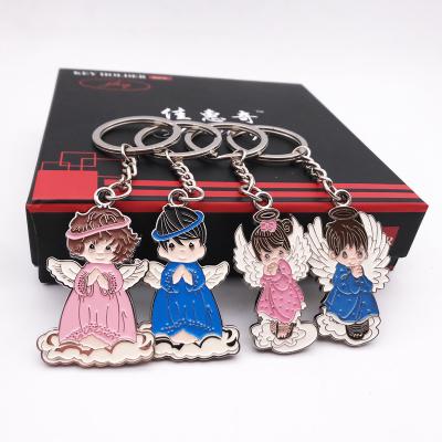 China Key Chain Angel Boy Soft Enamel Keychain Custom Accessories Metal Enamel Zinc Alloy Carving Printing, Laser Engraving Customized Color CN; ZHE for sale