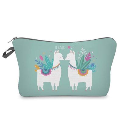 China 2019 Fashion Hot Sale Waterproof Travel Toiltery Bag For Women Organizer Cute Makeup Pouch Llama Printing Cosmetic Bag for sale