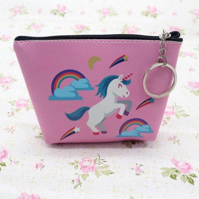 China Women Main High Quality Mini Unicorn Coin Purse Small Change Pouch With Ring Pu Leather Zipper Fashion Wallets for sale