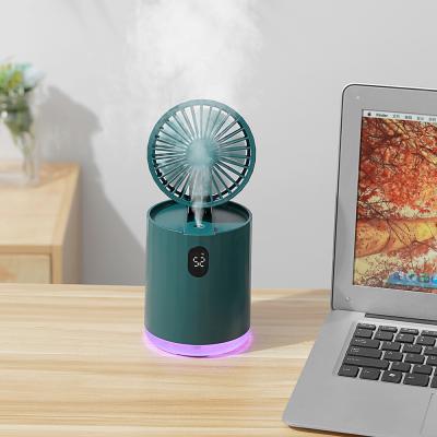 China New Portable Original Folding Spray Desktop Portable Led Light Mini Fan for sale