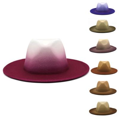 China New Fashion Durable Cotton Unisex Wide Brim Felt Fedora Panama Ladies Womens Ombre Fedora Hats Men And Women for sale