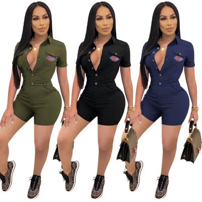 China QUICK DRY Summer Shorts Sleeves Button Pockets Overalls Womens Clothing Women One Piece Overalls And Rompers for sale