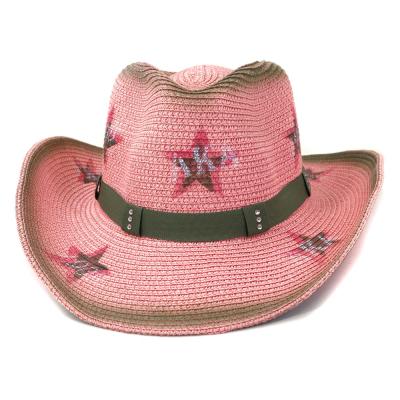 China Straw Cowboy Hats Men For Women Eco-friendly Lady Beach Straw Hats Sun Hats Summer Sun Paper Soft Beach for sale