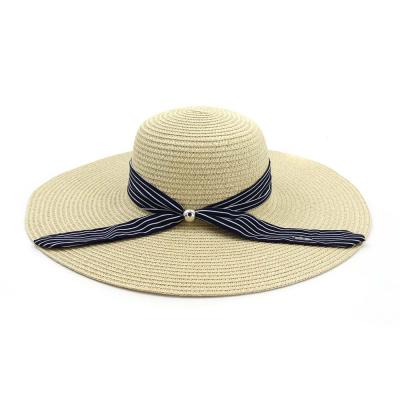 China Large Paper Straw Hat For Summer Beach Soft Brim Sun Protection Eco-Friendly Lady Beach Straw Hats Sun Hats Women for sale