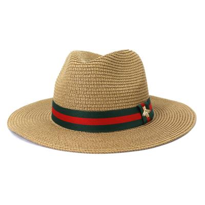 China 24 Eco-Friendly Colors Summers Fishing Fedora Straw Hat Women Wide Brim Wrap Fedora Beach Sun Straw Panama Hat for sale