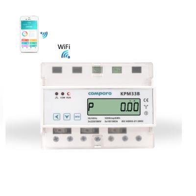 China Smart din rail wifi power energy monitor 3 phase prepaid electric meter KPM33B for sale