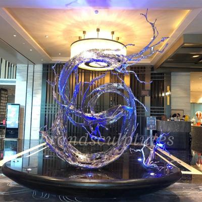 China China Popular Abstract Hollow Out Large Modern Outdoor Statues Sculpture With LED Light for sale