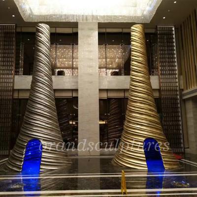 China China Huge Gold Mirror Spiral Shining Metal Sculptures Large Sculpture For Sale for sale