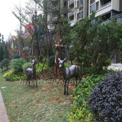 China Life Size Custom Bronze World Deer Statue For Lawn Decoration for sale