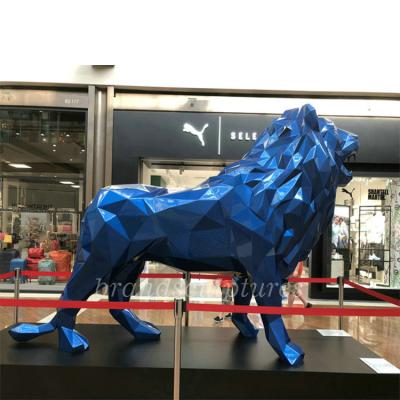 China China Life Size Lion Statues Geometric Desktop Sculpture With Blue Color for sale