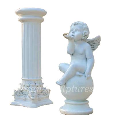 China Full Little Child Baby Angel Statue As Home And Handmade White Marble Desktop Decor for sale