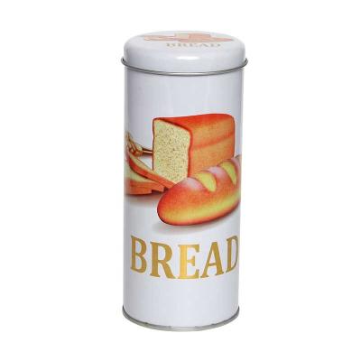 China Viable Hot Quality Food Grade Around Tin Box With Bread And Coffee Design for sale