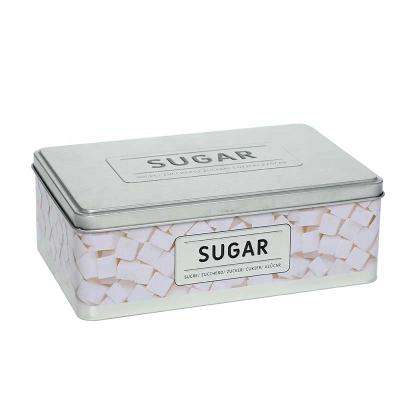 China Sustainable Hot Sale Square Tin Box with 3D Embossed Sugar and Chocolate Tin Box Tin Can for sale