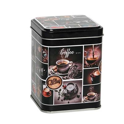 China Sustainable Food Grade Square Tin Can With Black Coffee Design for sale