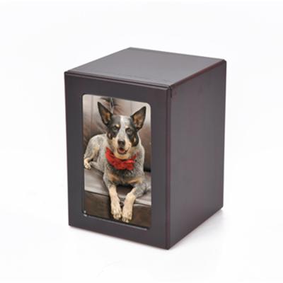 China MDF Plated Cheap Mahogany Wood Photo Urn For Pet Memorial for sale