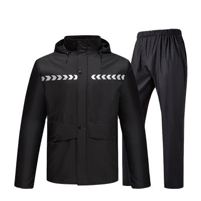 China 5000MM Water Wizard Men's Black 2 Piece Biker Fluorescent Motorcycle Rain Suits for sale