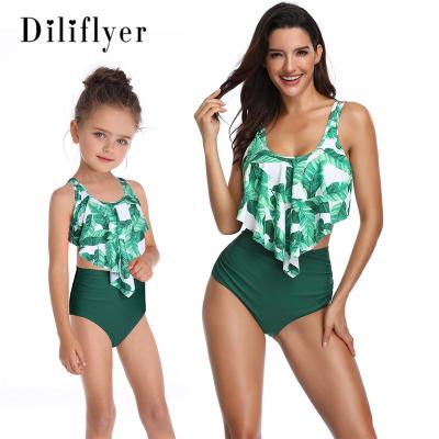 China Family Swimwear Mother Daughter Breathable Matching Swimsuit Cut Out Girl Swimwear Female Kids Baby Child Beach Swimwear for sale