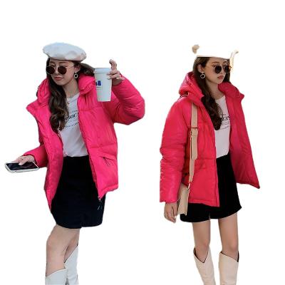 China Anti-wrinkle workmanship beautiful winter Chinese boutique women's pink long sleeves hooded down jacket filled with stripper for sale