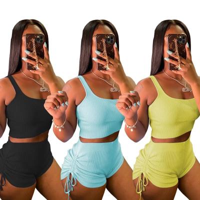 China QUICK DRY Crop Top Shorts Sets Tracksuits Sweat Suits Active Wear Summer Outfits For Women Lounge 2021 2 Piece Sets for sale