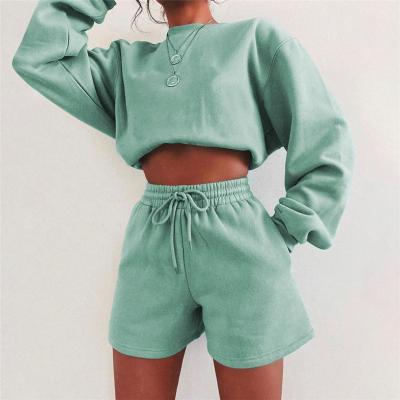 China QUICK DRY Drawstring Sweatshirt Pants Matching 2 Pieces Set Women Autumn Loose Turtleneck Casual Elastic Sport Active Wear for sale