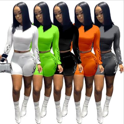 China 4colors Clothing Anti-static Crop Women Summer Top T-Shirt With Shorts Two Piece Outfit 2 Piece Short Set for sale