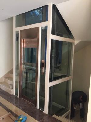 China Machine Room less Home Elevator Lift with steel strap machine for sale