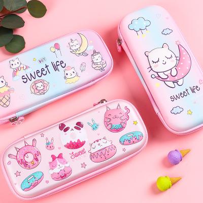 China Cute Pink Waterproof EVA Large Capacity Cartoon Pencil Box Durable Hot Selling Amazon Wholesale Order for sale