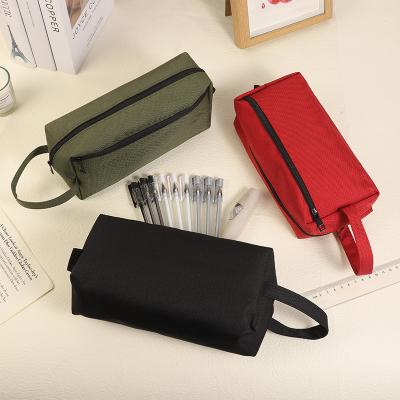 China Large Capacity Durable Pencil Case, Solid Color Student Stationery Storage Pencil Case, Simple Oxford Cloth Stationery Bag For Students for sale