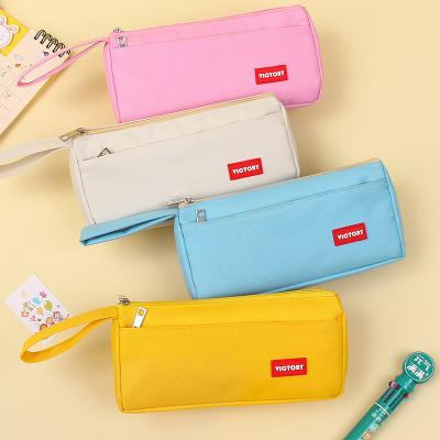 China Large capacity durable pencil case, multifunctional student canvas stationery box, customized canvas pencil case for sale