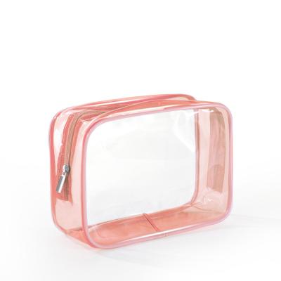 China Durable Waterproof Transparent Portable PVC Makeup Bag Travel Skin Care Product Storage Wash Bag Customized Logo for sale